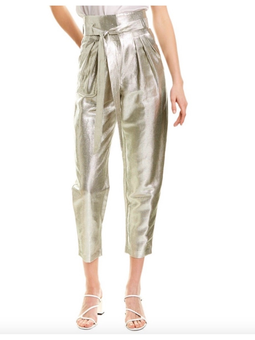 IRO TAKE CARE LINEN-BLEND STRAIGHT PANT SILVER - FR Size 34 or US Size SM/ XS